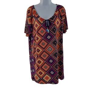 Tiger Lily vibrant Patchwork print Dress/Cover Up Resort Wear Boho Vacation